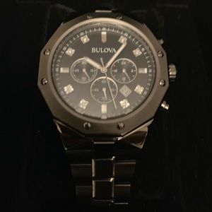 Black Bulova Diamond Classic Watch